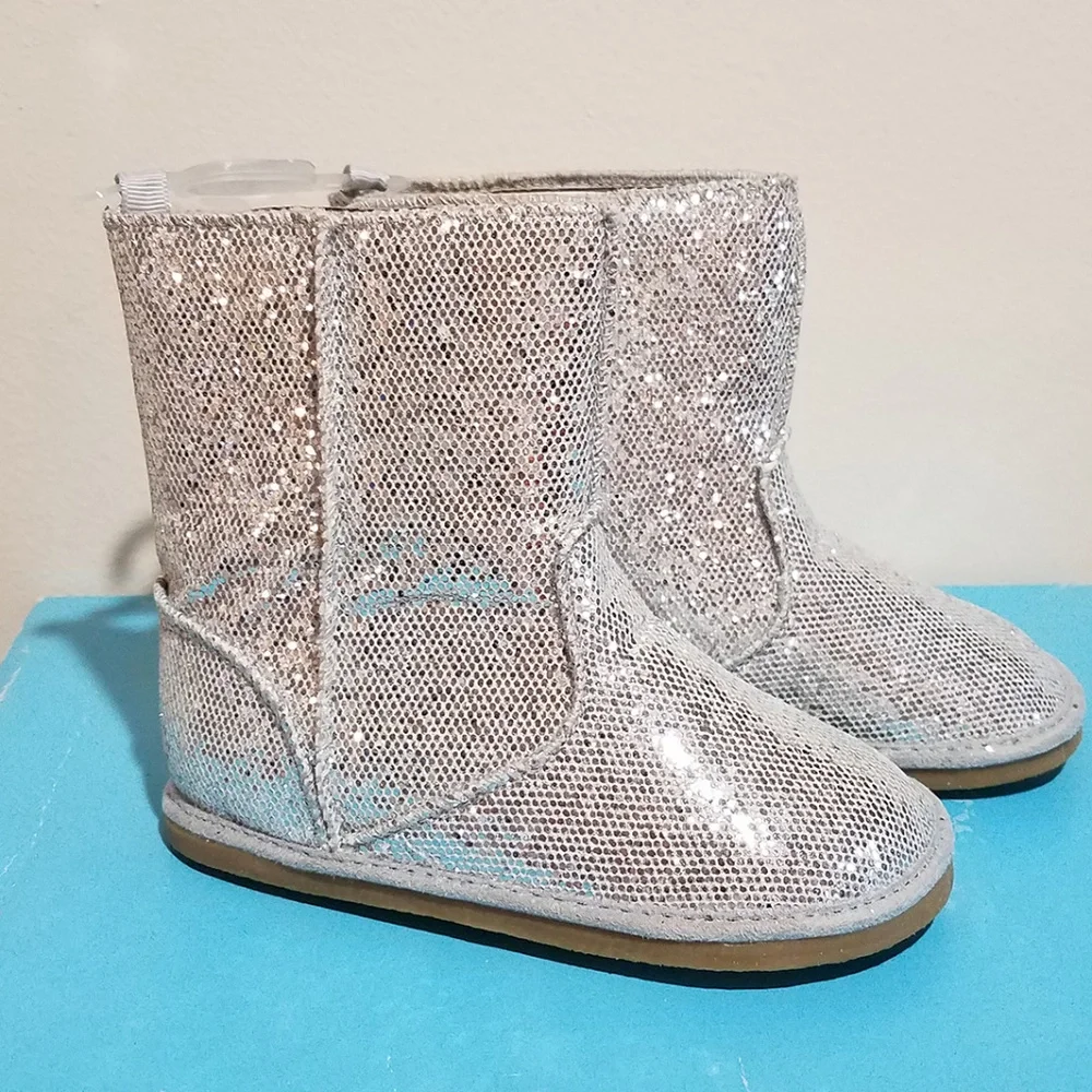 sz 2Inf 7 Tdlr‎ NEW Baby Deer Silver Sparkly Infant & Toddler Little Girls Boots